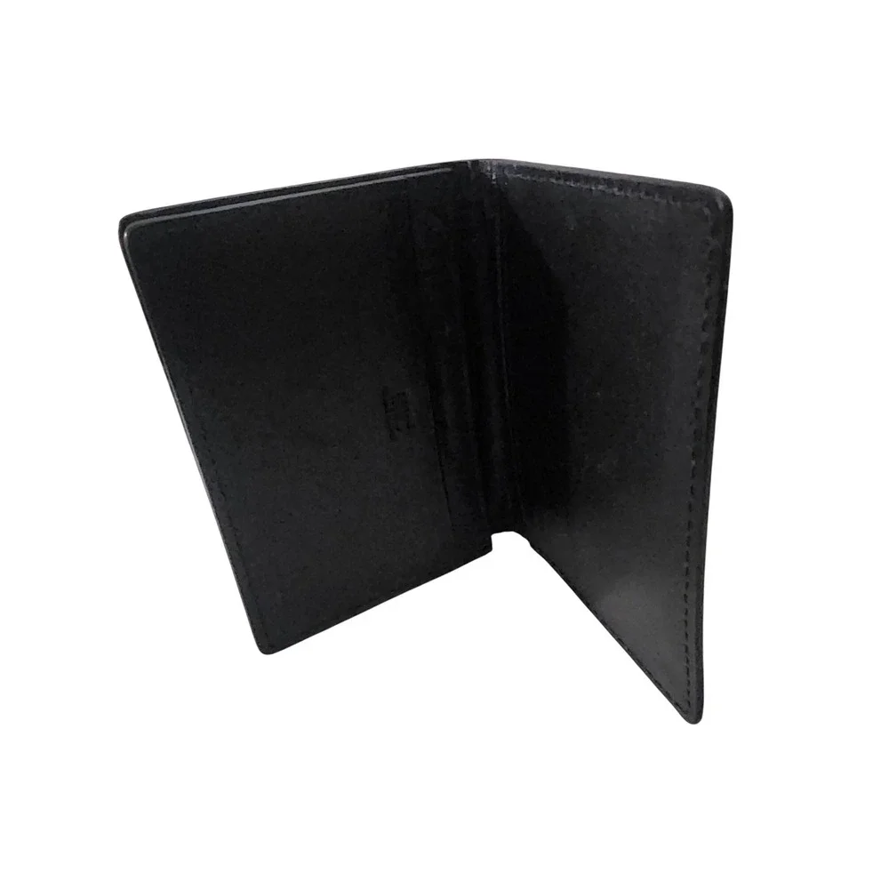 MIC Genuine Leather Wild Bird Society of Japan Card Case Wallet Black Bifold
